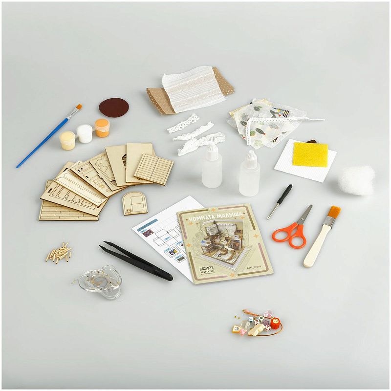 Сборная модель ТРИ СОВЫ, Румбокс "Комната малыша", 9*9*10,8см, картонная коробка