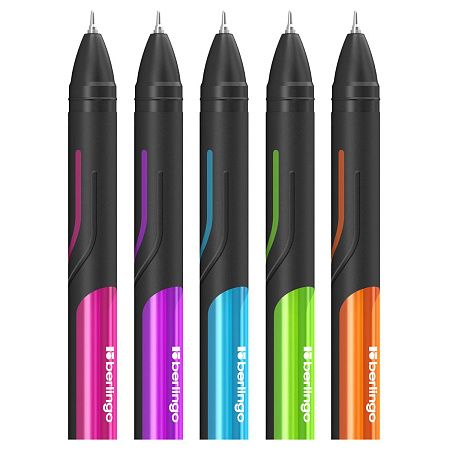 Ручка шариковая Berlingo "Color Zone stick" синяя, 0,7мм, прорезиненный корпус ассорти 