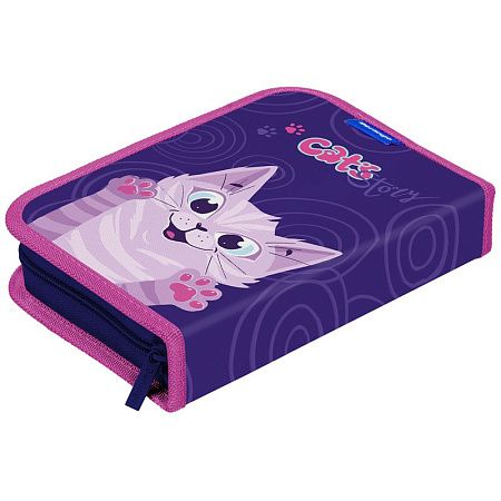 Пенал 1 отделение, 200*140*40 Berlingo "Scary cat", 2 откидные секции, полиэстер 