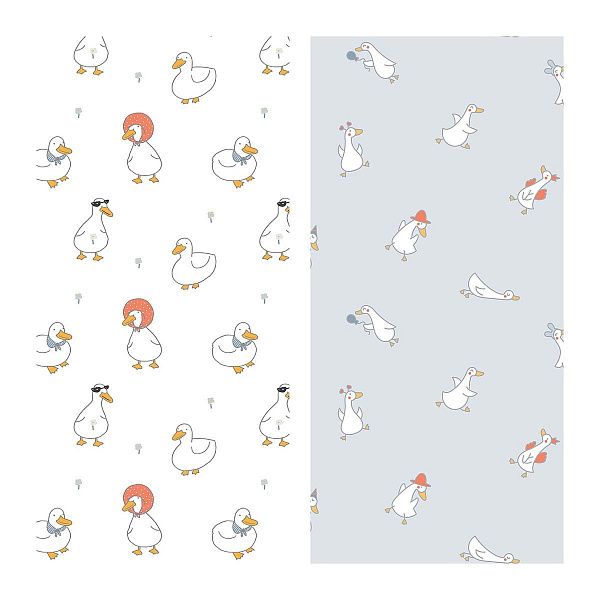 Упаковочная бумага глянц. 70*100см, MESHU "Goose set", 80г/м2, ассорти 2 дизайна