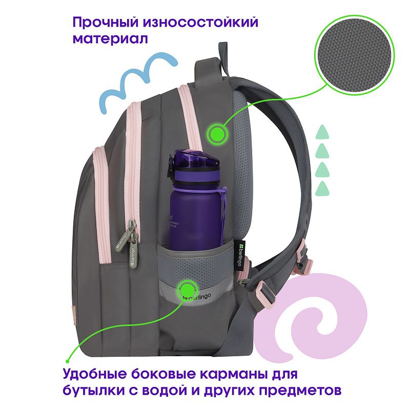 Рюкзак Berlingo Comfort "Flower" 38*27*18см, 3 отделения, 2 кармана, эргономичная спинка 