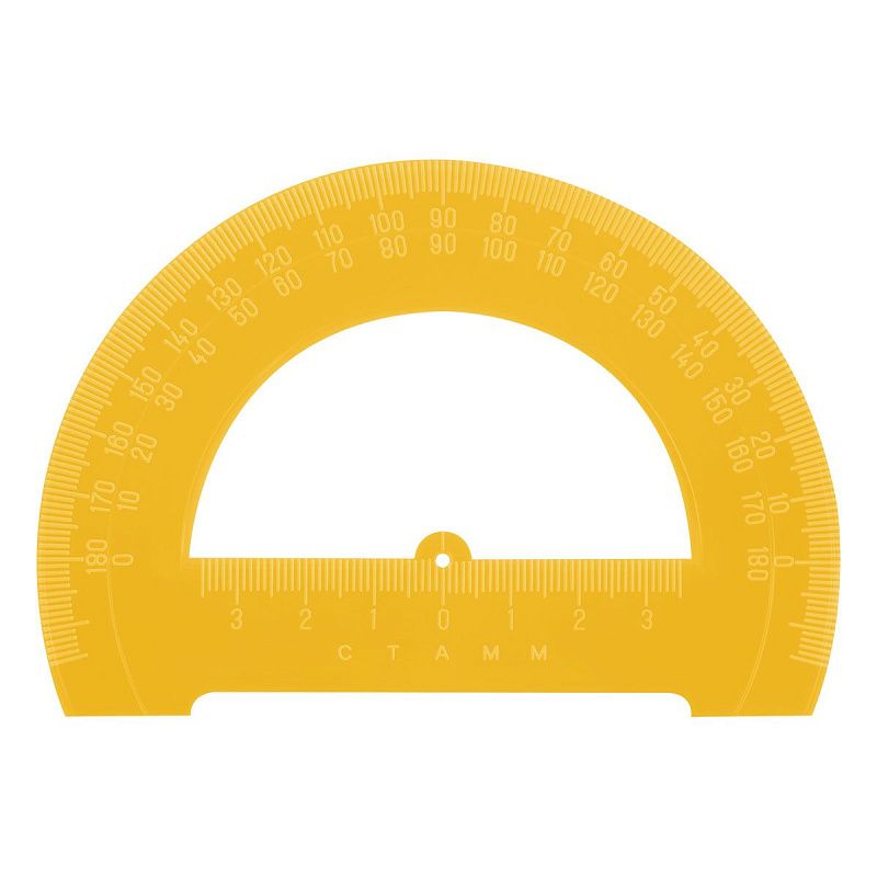 Транспортир 12см, 180° СТАММ, пластиковый, отливная шкала, прозрачный, неоновые цвета, ассорти 