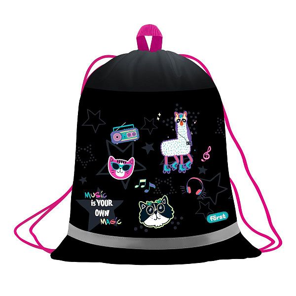 Мешок для обуви 1 отделение Först "Disco Lama", 360*460мм, вентиляционная сеточка, светоотражающая полоса