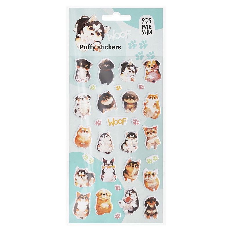 Наклейки объемные MESHU "Woof", 10*23см, инд. уп., европодвес