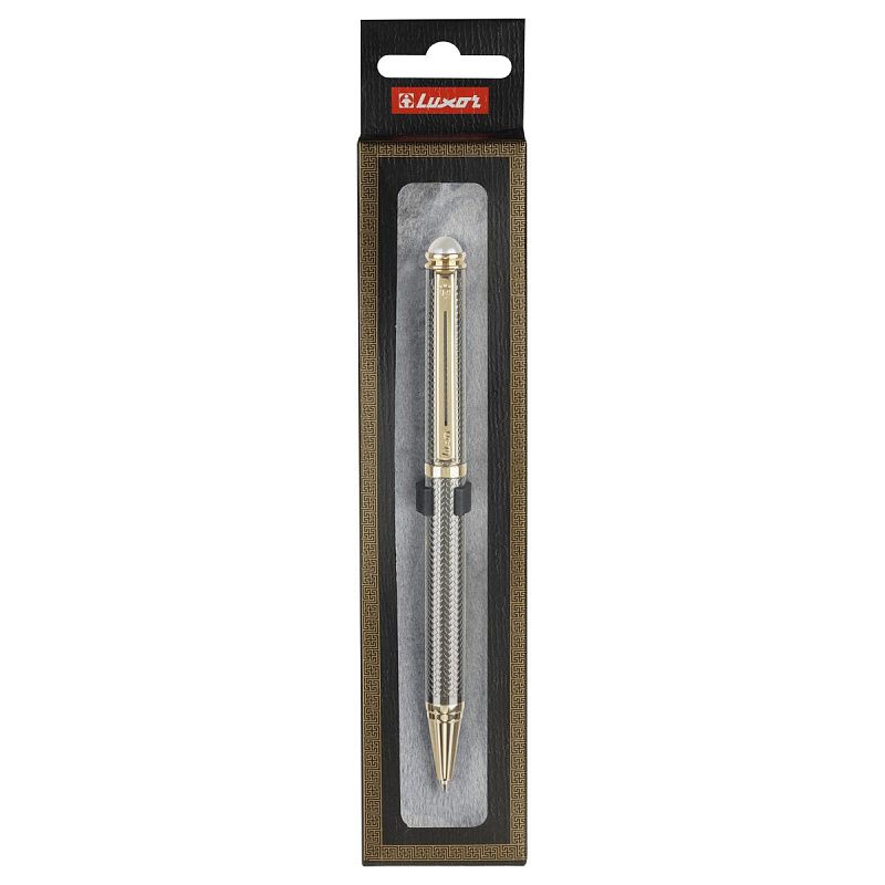 Ручка шариковая Luxor "Ellan" синяя, 1,0мм, корпус черный/золото, поворотный механизм, футляр 