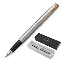 Ручка перьевая PARKER "Jotter Stainless Steel GT", корпус серебристый, позолота, синяя, 2030948 Ручка перьевая PARKER "Jotter Stainless Steel GT", корпус серебристый, позолота, синяя, 2030948