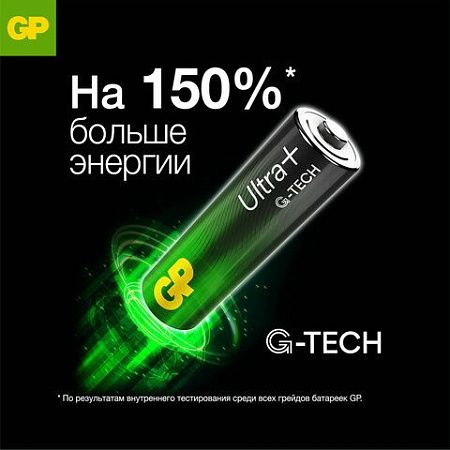 Батарейки КОМПЛЕКТ 4 шт., GP Ultra Plus, AAA (LR03, 24 А), алкалиновые, мизинчиковые, 24AUPNEW-2CR4