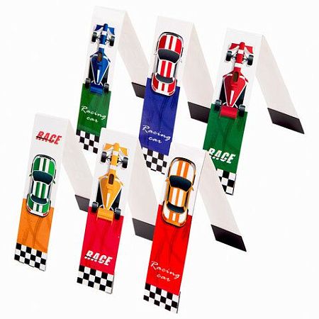 Закладки для книг с магнитом RACE CARS, набор 6 шт., блестки, 25x196 мм, ЮНЛАНДИЯ, 113446 