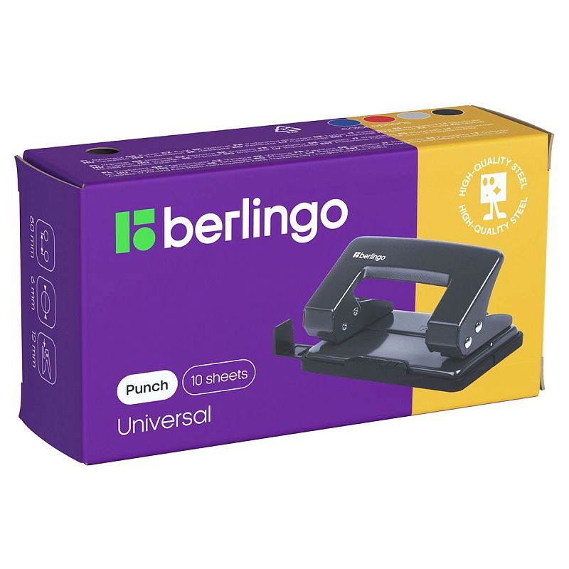 Дырокол Berlingo "Universal" 10л., металлический, серый