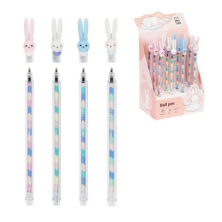 Ручка шариковая MESHU "Ice Cream Rabbit ", синяя, 0,7мм, корпус ассорти, с топпером 