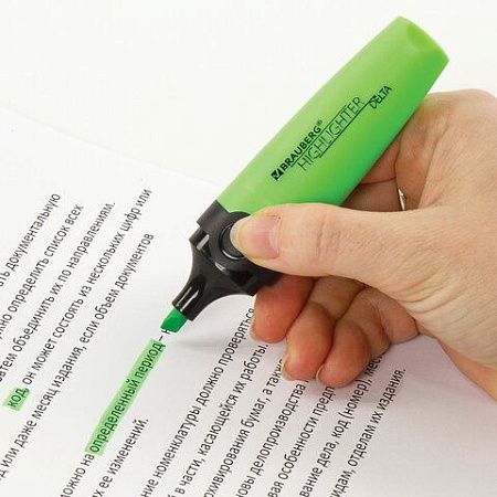Текстовыделитель BRAUBERG "DELTA", ЗЕЛЕНЫЙ, линия 1-5 мм, 151720 