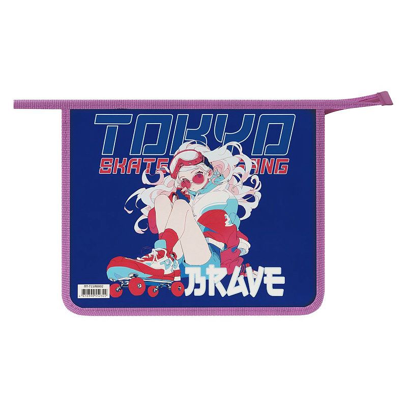 Папка для тетрадей 1 отделение, ArtSpace "Tokyo brave", А5, пластик, на молнии 