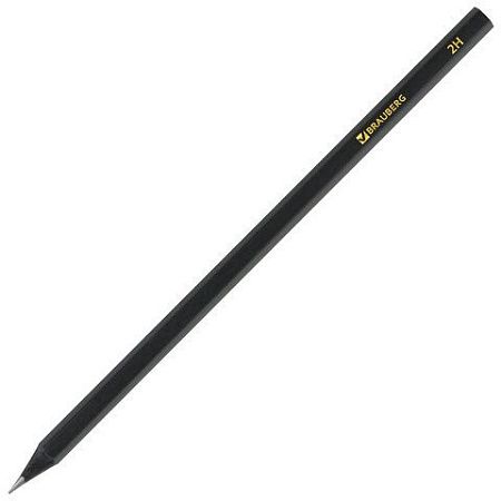 Карандаши чернографитные BRAUBERG НАБОР 12 шт., "Black Jack", 2Н-4В, без резинки, черные, дерево, заточенные, 180620 