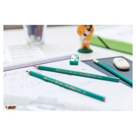 Карандаш чернографитный BIC, 1 шт., "Evolution", HB, с резинкой, пластиковый, корпус зеленый, заточенный, 8803323 