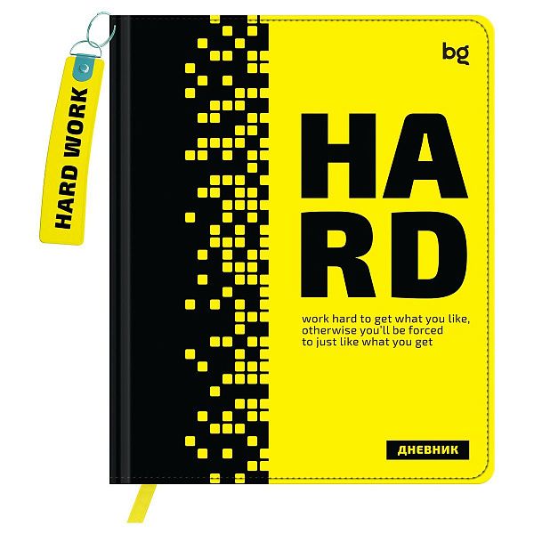 Дневник 1-11 кл. 48л. (твердый) BG "Hard. Yellow", иск. кожа, печать, брелок, ляссе
