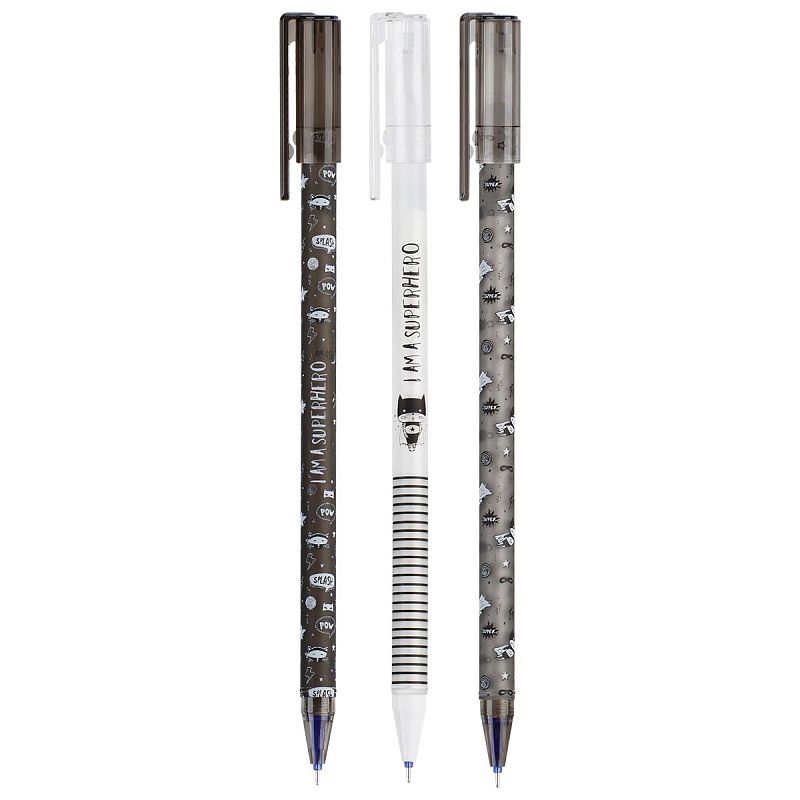 Ручка гелевая стираемая MESHU "Superhero" синяя, 0,5мм, корпус ассорти 