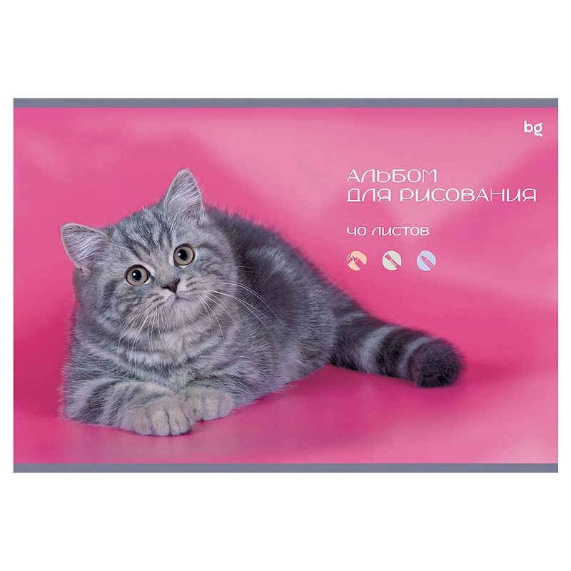 Альбом для рисования 40л., А4, на скрепке BG "Котик и собачка"