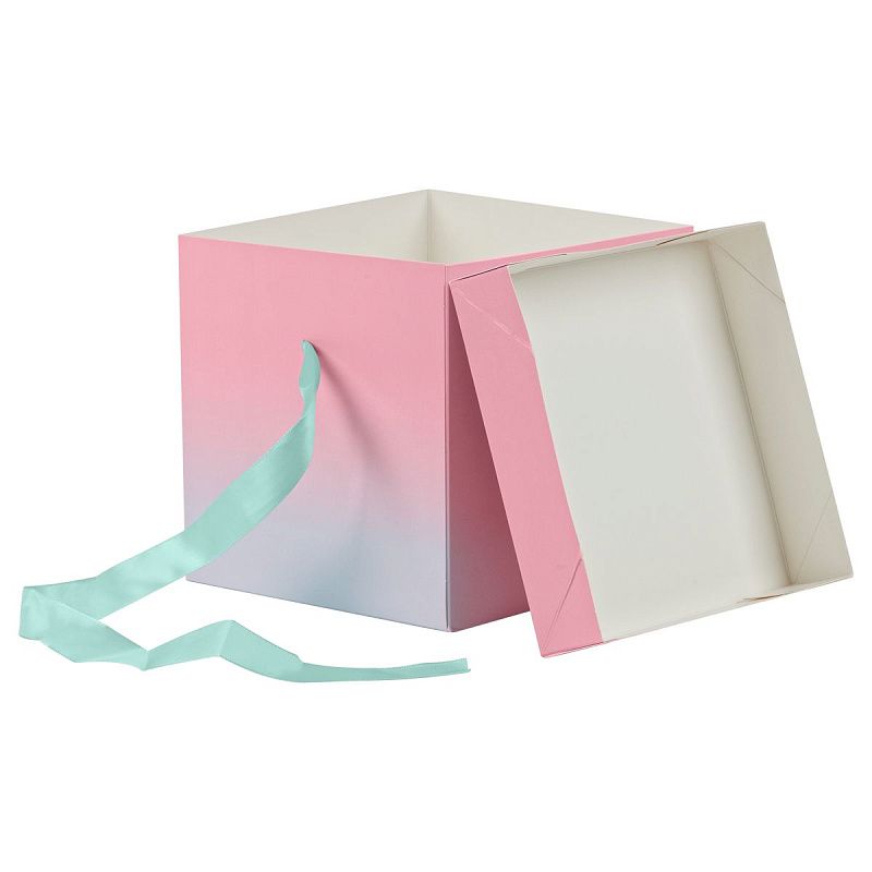 Коробка складная подарочная MESHU "Duotone. Mint-Pink gradient", (15*15*15см), с лентой