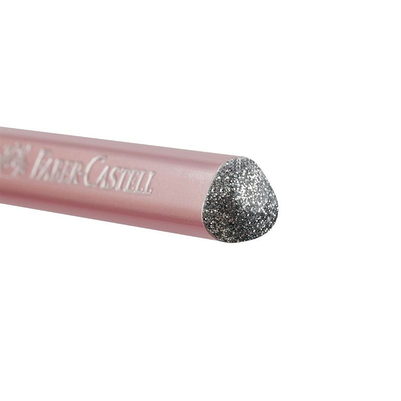 Карандаш ч/г Faber-Castell "Sparkle" В, трехгранный, заточен., розовый металлик 