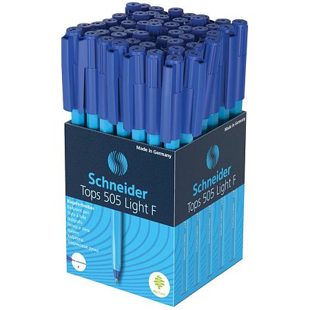 Ручка шариковая Schneider "Tops 505 F" синяя, 0,8мм, голубой корпус 