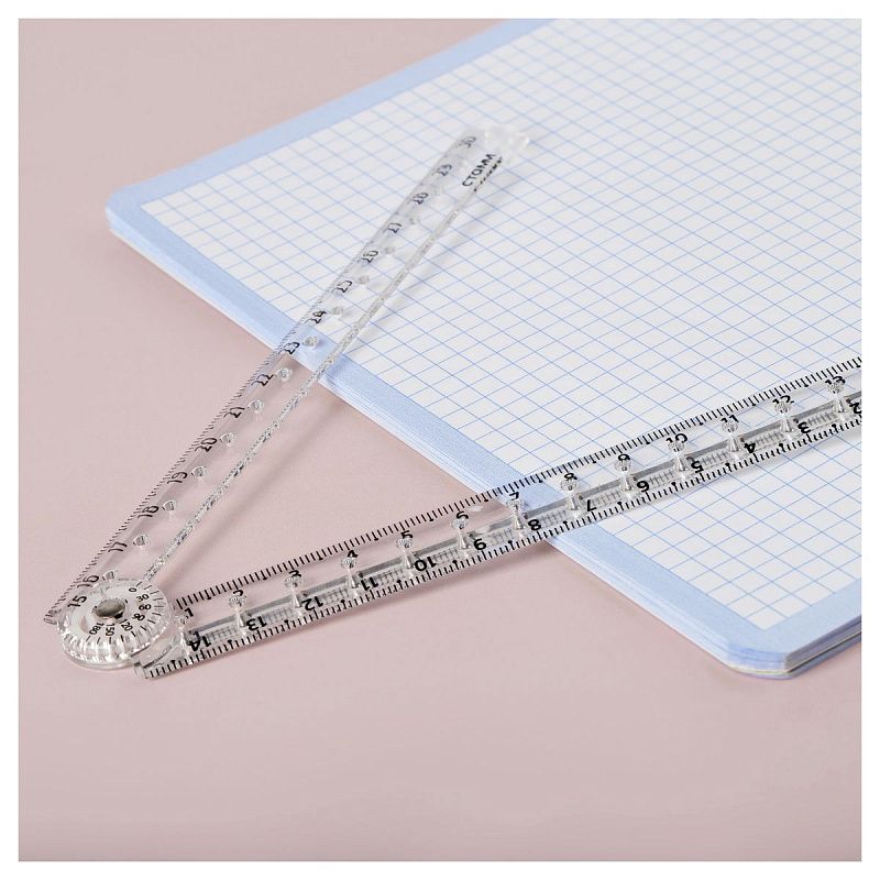 Линейка раскладная 15-30см СТАММ, пластиковая, прозрачная, европодвес 