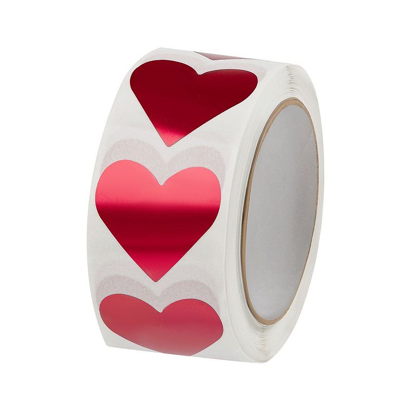 Наклейки ПВХ MESHU "Hearts", 500 наклеек, в рулоне