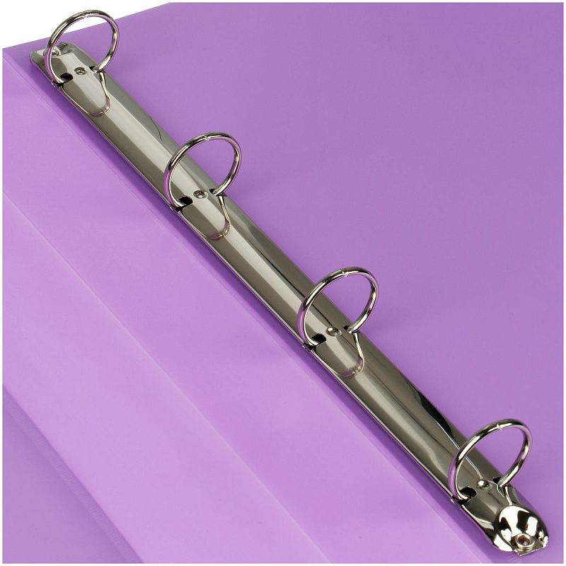 Папка на 4 кольцах СТАММ "Кристалл" А4, 25мм, 700мкм, пластик, фиолетовая 