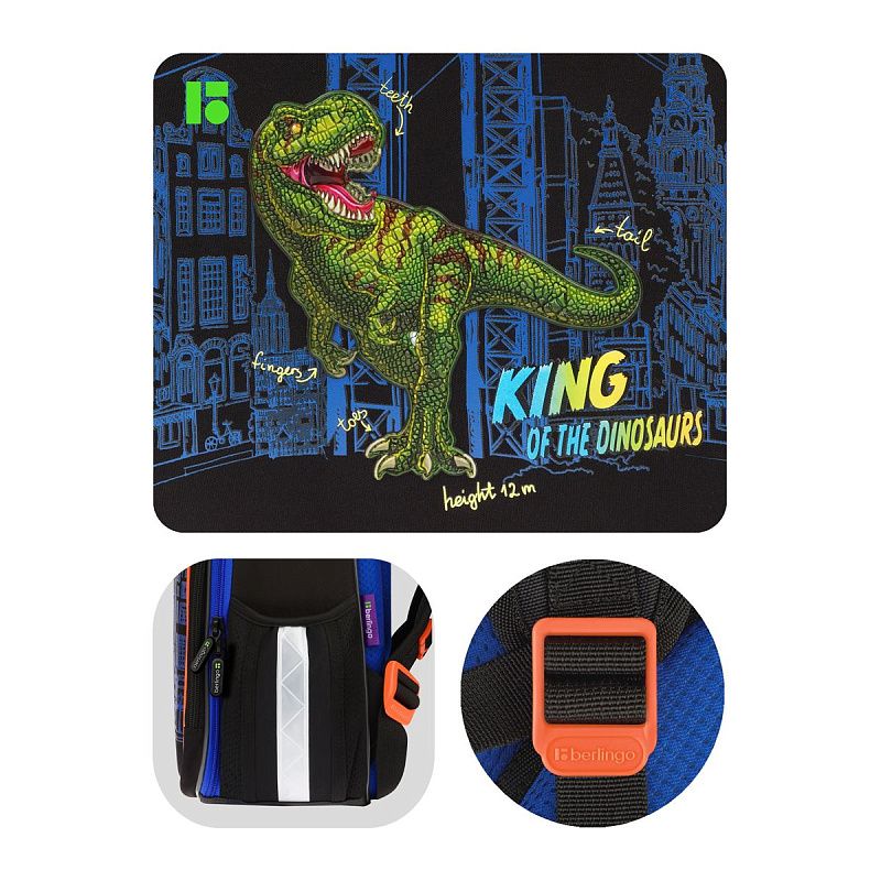 Ранец Berlingo Expert Plus "T-Rex style" 37*28*16см, 2 отделения, 2 кармана, анатомическая спинка 