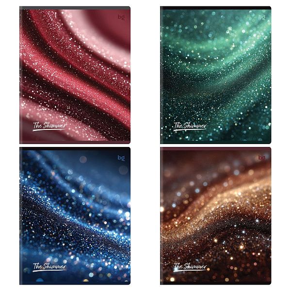 Тетрадь 48л., А5, клетка BG "Shimmer", глиттерная пленка