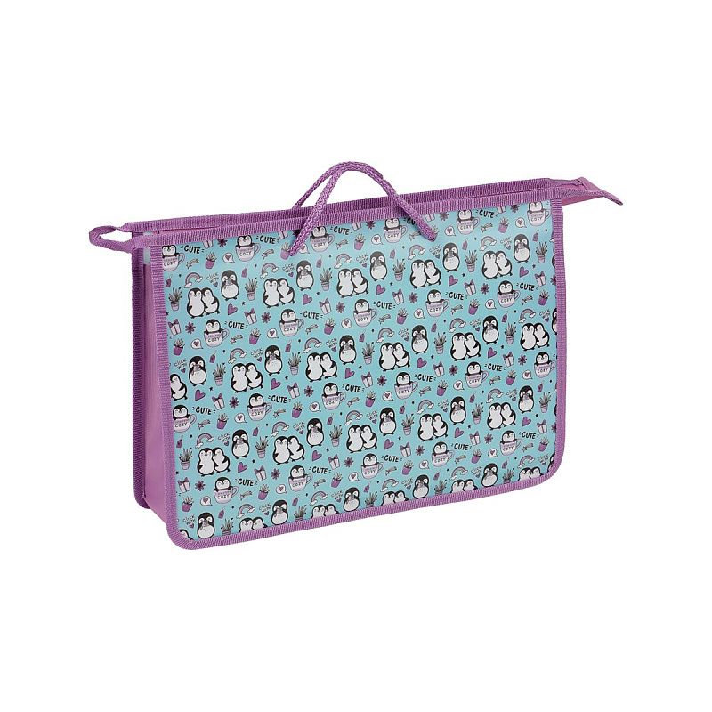 Папка с ручками А4 ArtSpace "Cute&Cozy", пластик, на молнии, 75мм 