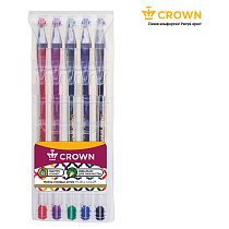 Набор гелевых ручек Crown "Hi-Jell Color" 5шт., 5цв., ПВХ уп., европодвес