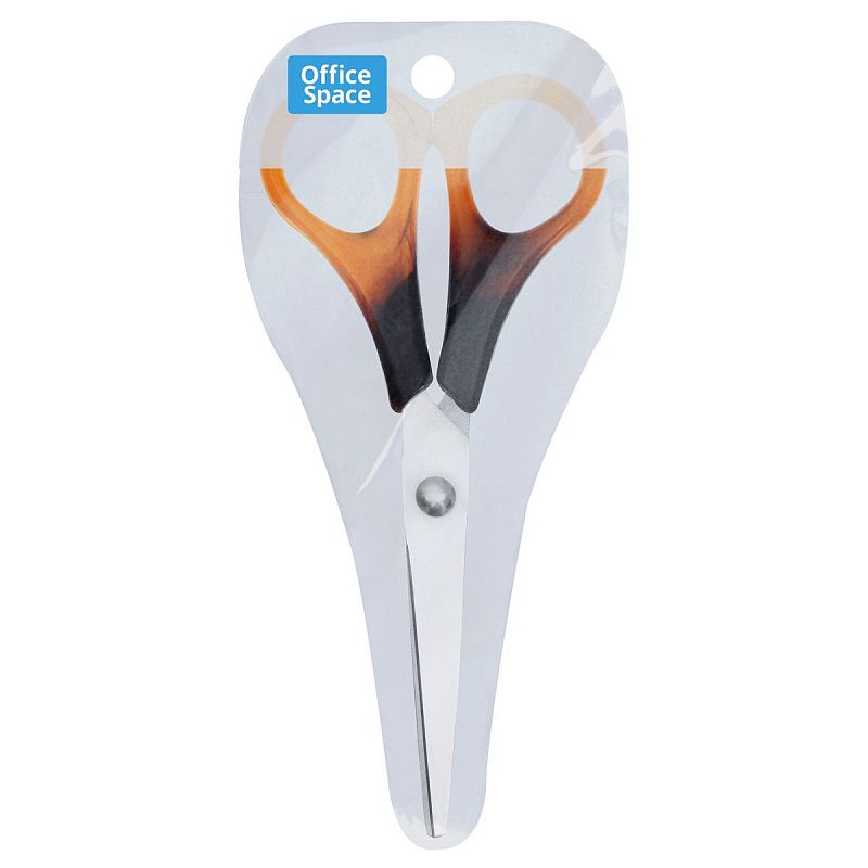 Ножницы OfficeSpace 13,7см, ручки под янтарь, ПВХ чехол с европодвесом