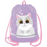 Мешок для обуви 1 отделение Berlingo "Cute cat", 510*400мм, расшир. дно, светоотражающая лента, карман на молнии
