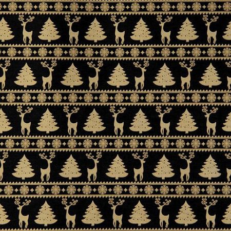 Бумага упаковочная новогодняя "Black&Gold" 70х100 см, 10 дизайнов ассорти, ЗОЛОТАЯ СКАЗКА, 591910