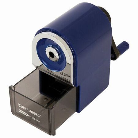 Точилка механическая BRAUBERG "ORIGINAL", для чернографитных и цветных карандашей, крепление к столу, корпус синий, 228480 