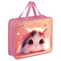 Папка на молнии с ручками ЮНЛАНДИЯ А4, 1 отделение, пластик, 80 мм, Dreamy kitty, 273361