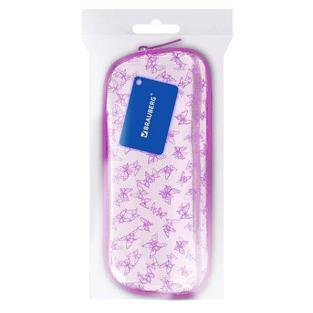 Пенал-косметичка BRAUBERG LUCENT на молнии, прозрачный, Butterfly, 272344 
