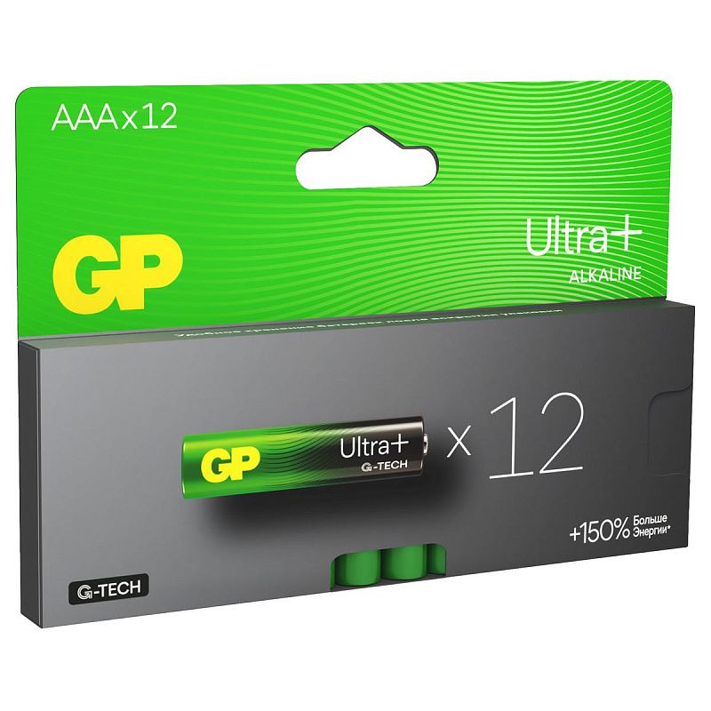 Батарейка GP Ultra Plus AAA (LR03) 24AUP алкалиновая, BC12