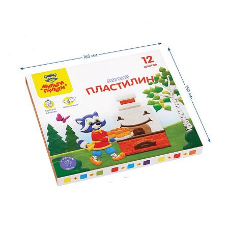 Пластилин Мульти-Пульти "Енот в сказке", 12 цветов, 144г, со стеком, картон
