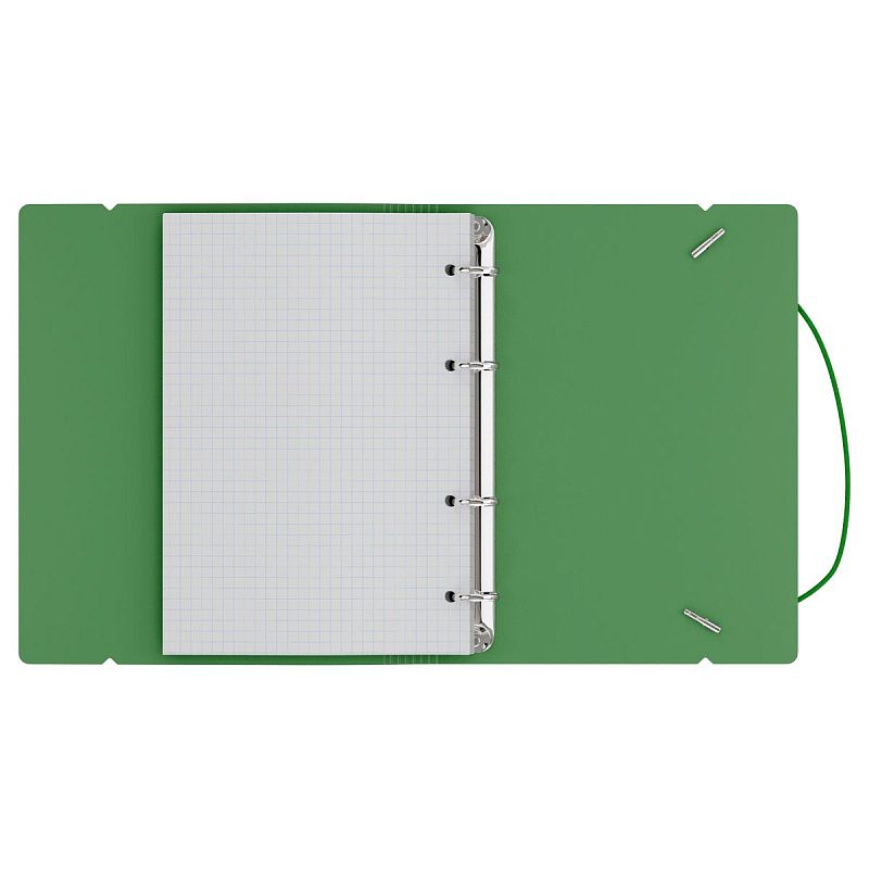 Тетрадь на кольцах А5, 120л., BG "Base", пластиковая обложка, зеленый, с резинкой