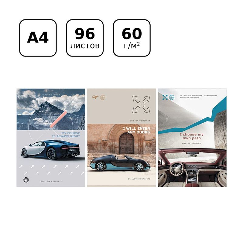 Тетрадь 96л., А4, клетка BG "Живи моментом"