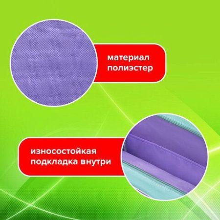 Папка на молнии с ручками STAFF EVERYDAY А4, 1 отделение, полиэстер, 80 мм, лавандовый, 271487 