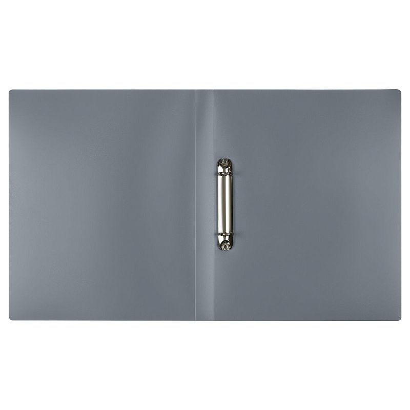 Папка на 2 кольцах СТАММ А4, 25мм, 500мкм, пластик, серая 