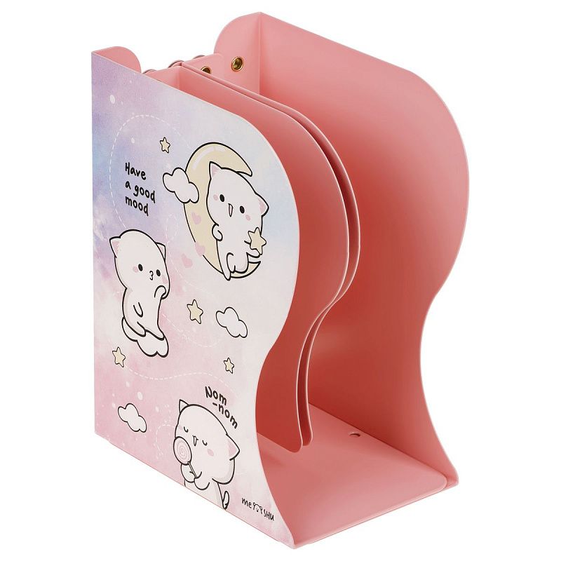 Подставка для книг MESHU "Cute kittens", металлическая, 3 отделения, раздвижная 