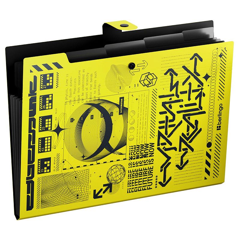 Папка 5 отделений Berlingo "Future Tech", А4, 600мкм, на кнопке, с рисунком 