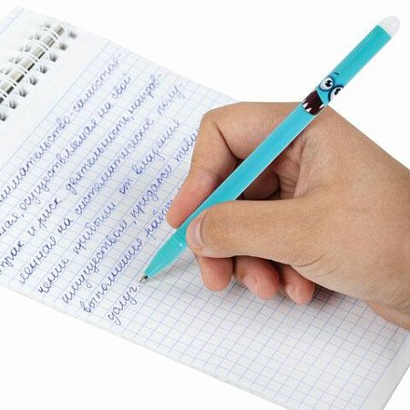 Ручка стираемая гелевая ЮНЛАНДИЯ "Монстрики", корпус ассорти, СИНЯЯ, узел 0,5 мм, линия письма 0,35 мм, 144242 