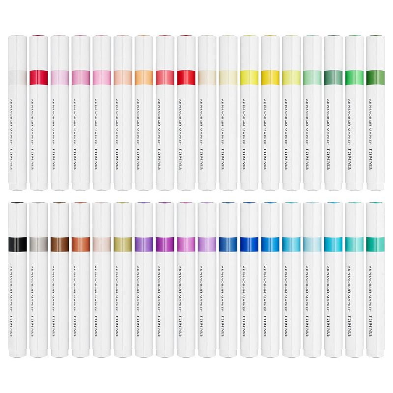 Маркеры акриловые Гамма "Классические", 36 цв., трехгран., пластик.бокс