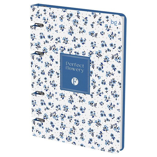 Тетрадь на кольцах А5, 120л., BG "Цветочки", картон, матовая ламинация, тиснение фольгой