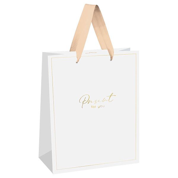 Пакет подарочный 33*42*12см MESHU "White elegance", фольга, матовая ламинация