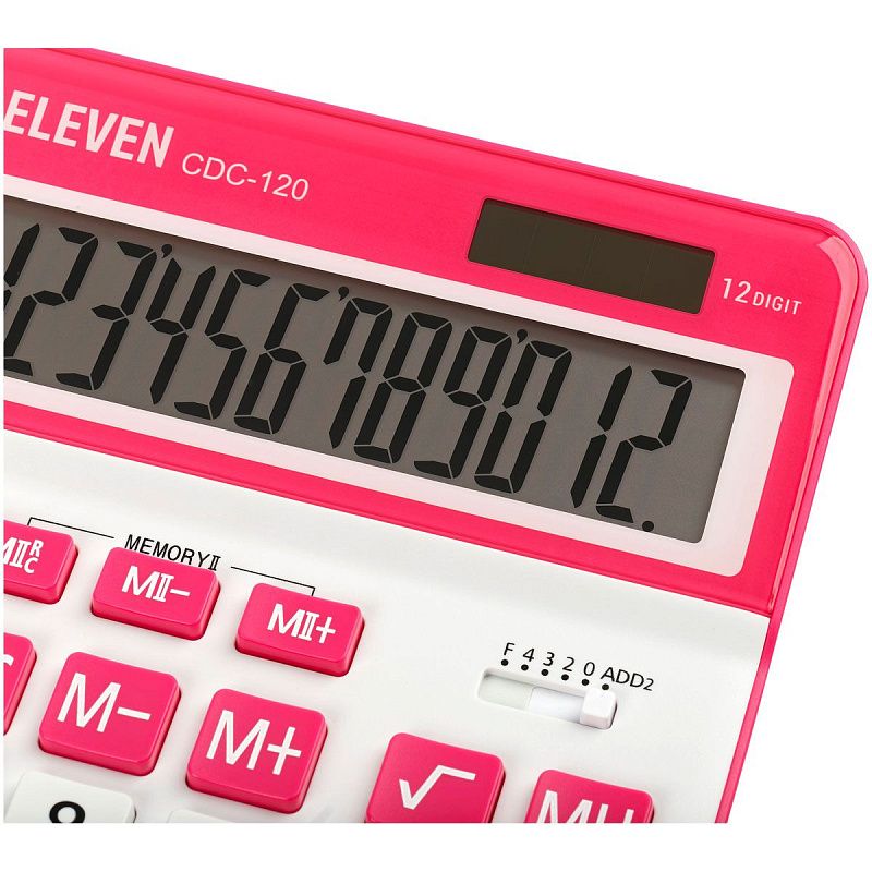 УЦЕНКА - Калькулятор настольный Eleven CDC-120-WH/RD, 12 разрядов, двойное питание, 155*206*38мм, белый/красный (осн 365648)